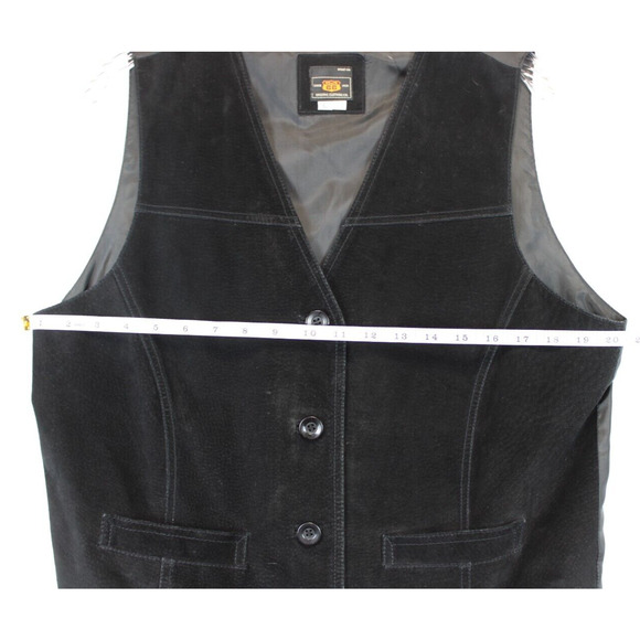 Route 66 Leather Vest Women Large Black Suede Biker Western Wear Front Pockets - Picture 9 of 15